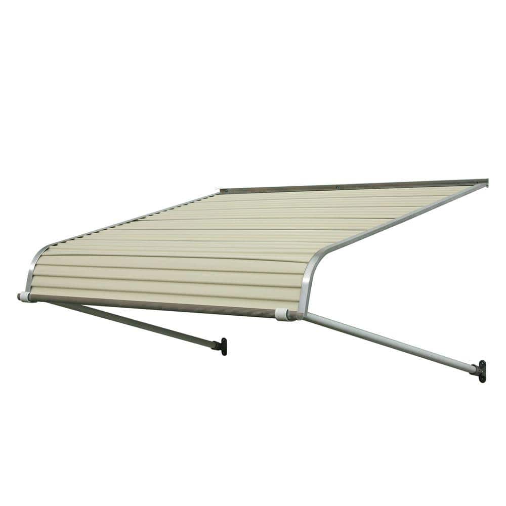 NuImage Awnings 5 ft. 1100 Series Door Canopy Aluminum Fixed Awning (12 in. H x 42 in. D) in Almond, Brown