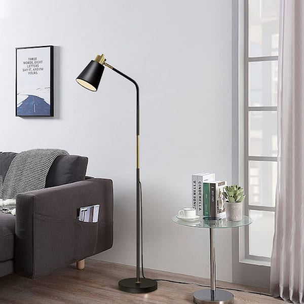57.48 in. Black Adjustable Metal Standard Floor Lamp, Modern Standing Reading Light Fixture for Living Room Bedroom