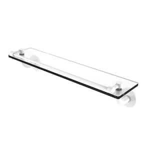 Remi Collection 22 in. Glass Vanity Shelf with Gallery Rail in Matte White