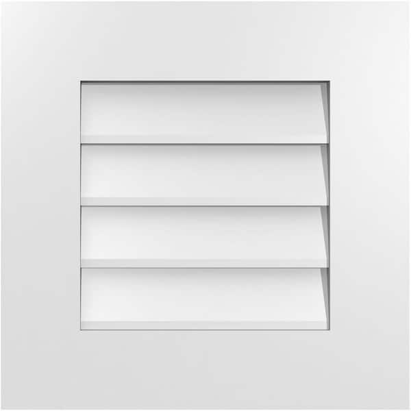 Ekena Millwork 18 in. x 18 in. Vertical Surface Mount PVC Gable Vent: Decorative with Standard Frame