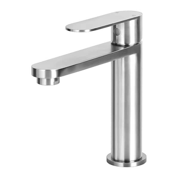 Akicon Single Handle Single Hole Bathroom Faucet in Brushed Nickel