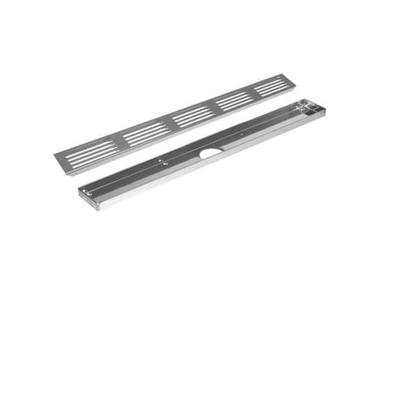 DURAL MYVARIO-LINE 0.24 in. W  x 27.6 in. L Design Grate and Drain Channel Brushed Stainless Steel for Shower Kit PVC Flange