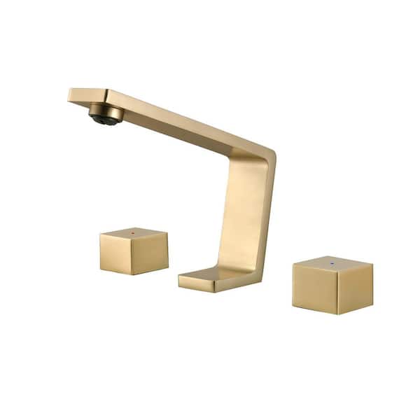 AIMADI 8 in. Widespread Double Handle Bathroom Faucet Brass 3 Hole Vanity Sink Taps in Brushed Gold