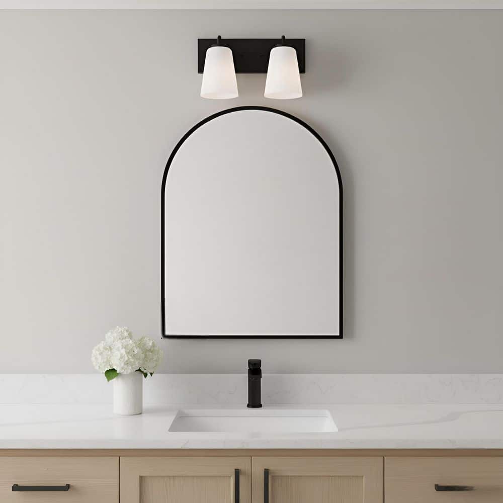 Miles 12 in. W x 8 in. H 2-Light Midnight Black Dimmable Medium Bathroom Vanity Light with No Bulbs Included price history on PriceWatchPro