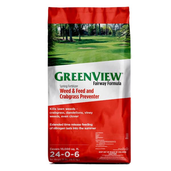GreenView 36 lbs. Fairway Formula Spring Fertilizer Weed and Feed and Crabgrass Preventer, Covers 10,000 sq. ft. (24-0-6)