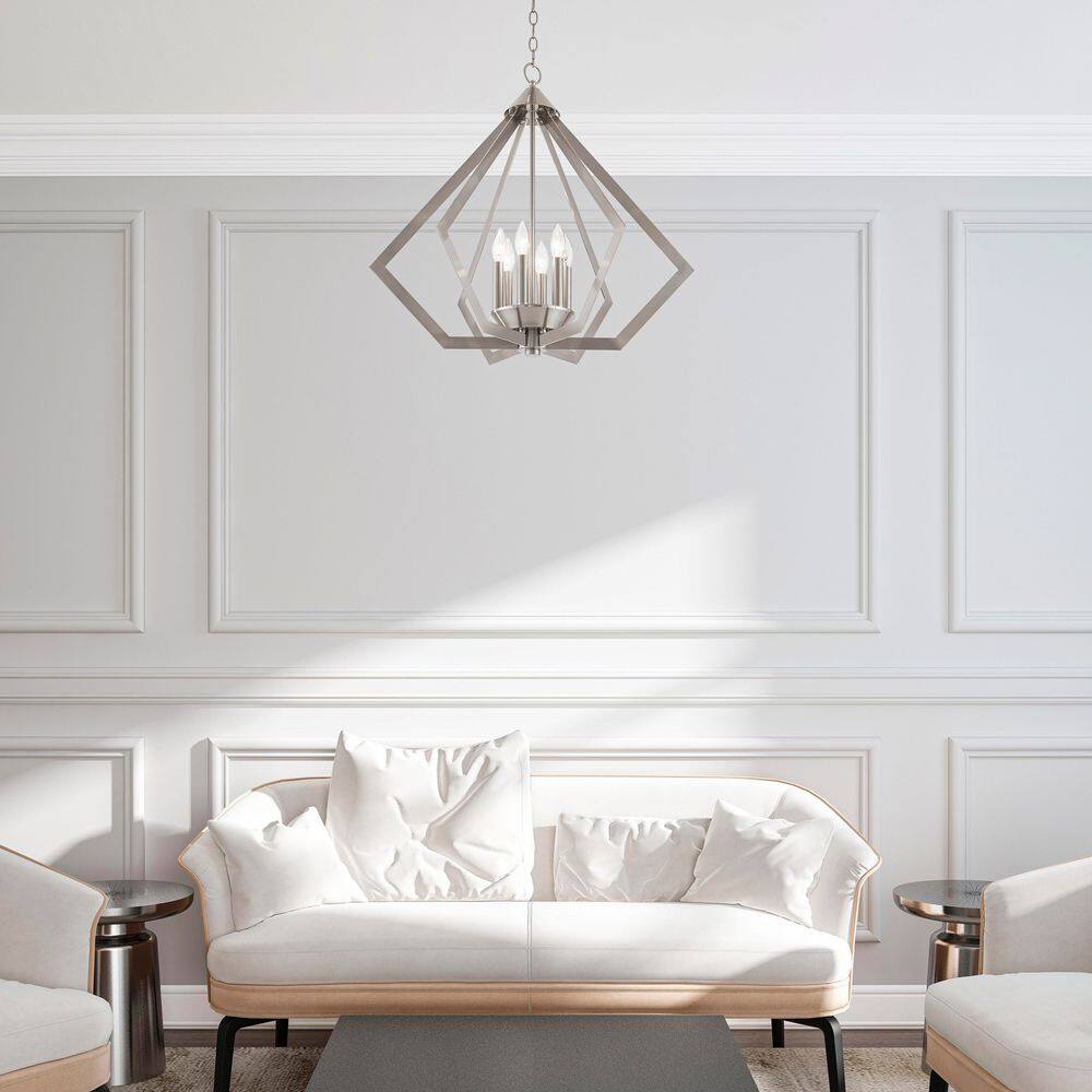 Prism 26" Brushed Nickel 6-Light Steel Chandelier