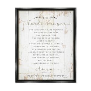 The Lords Prayer Our Father Distressed Wood by Jennifer Pugh Floater Frame Typography Wall Art Print 21 in. x 17 in.
