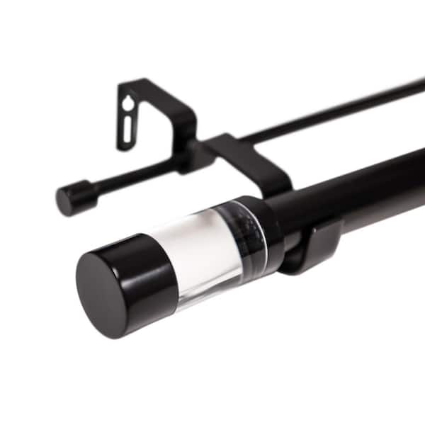 Best Home Fashion 48 in. - 84 in. Adjustable Metal Double Curtain Rod in Black with Acrylic Finial