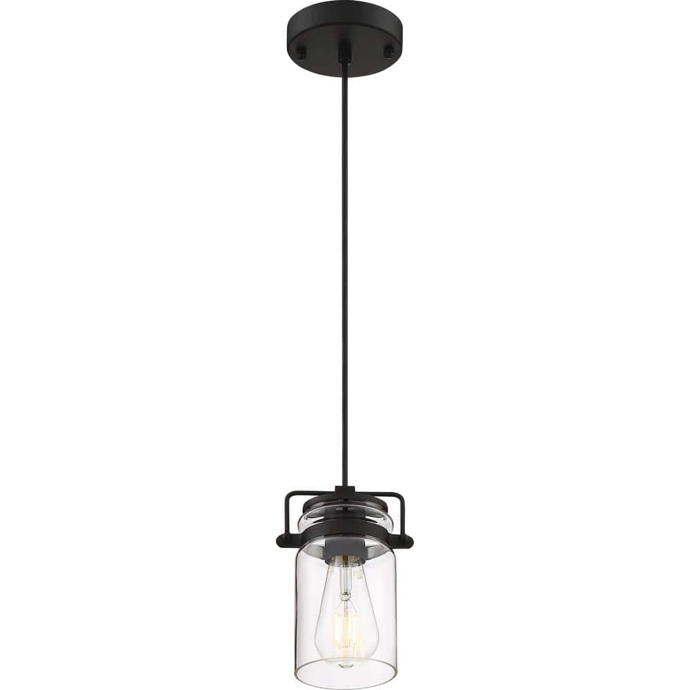 Antebellum Mini Jar Pendant Light in Matte Black with Clear Glass