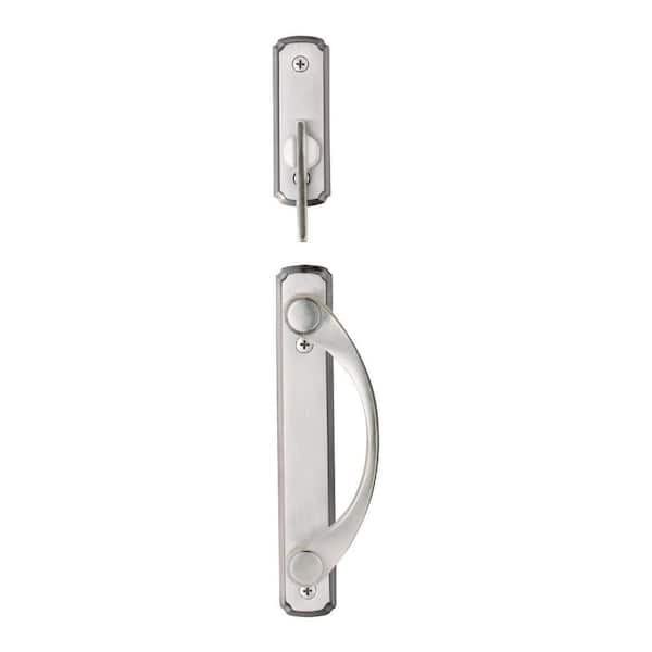 Newbury Classic Gliding Patio Door Lock Hardware Set in Satin Nickel Finish