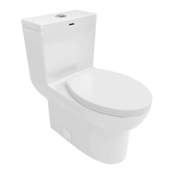 12 in. Rough-In 1-Piece 1.6/1.1 GPF Dual Flush Elongated Toilet in White, Soft Close Seat Included