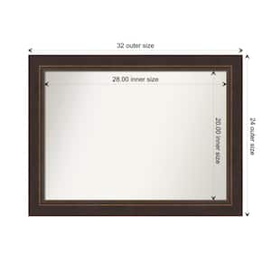 Lara Bronze 32.5 in. W x 24.5 in. H Custom Non-Beveled Wood Framed Bathroom Vanity Wall Mirror