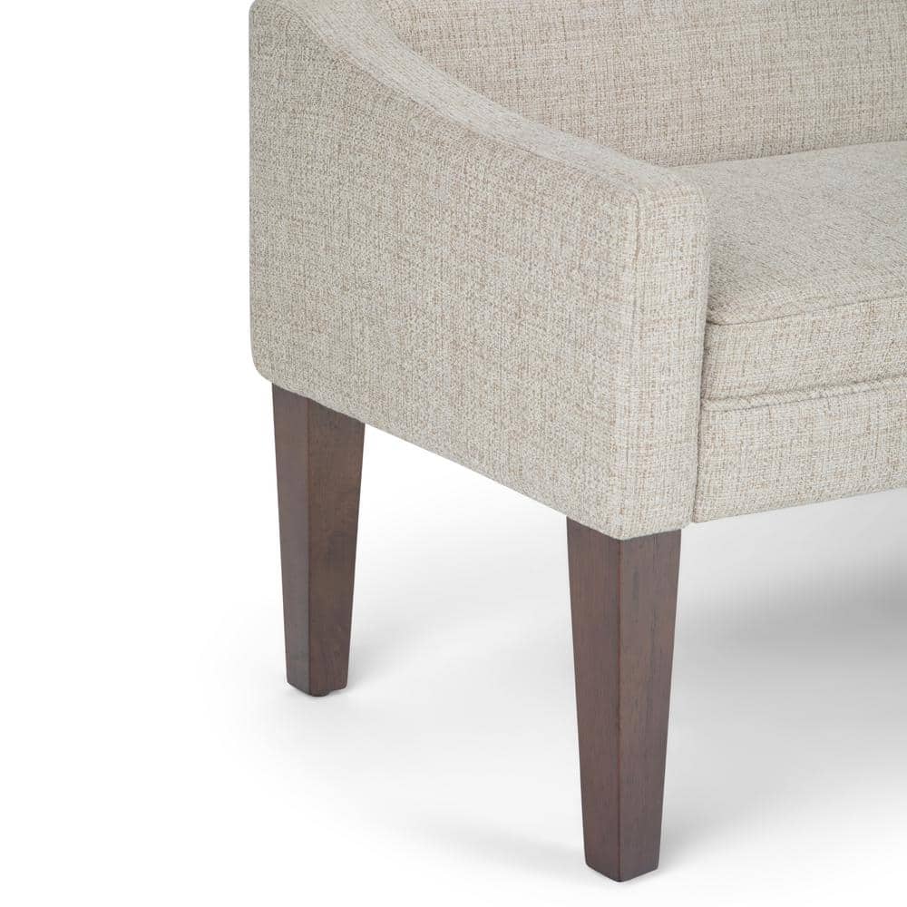 Platinum Upholstered Bench with Low Back and Swooped Arms