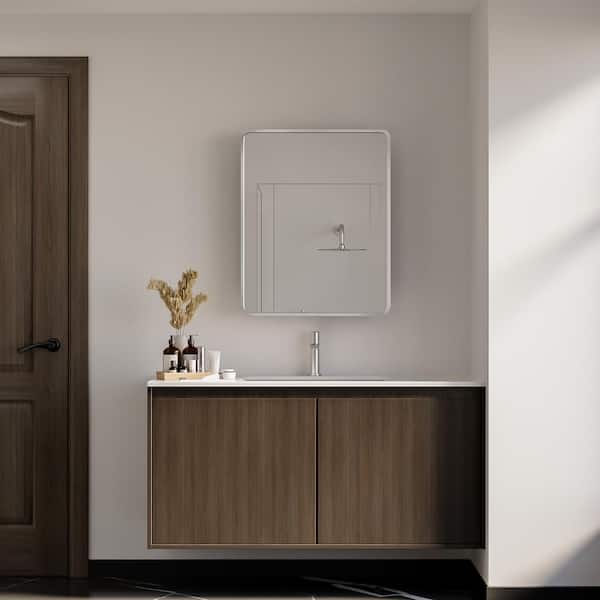 24 in. W x 30 in. H Medium Rectangular Silver Aluminum Alloy Framed Recessed/Surface Mount Medicine Cabinet with Mirror