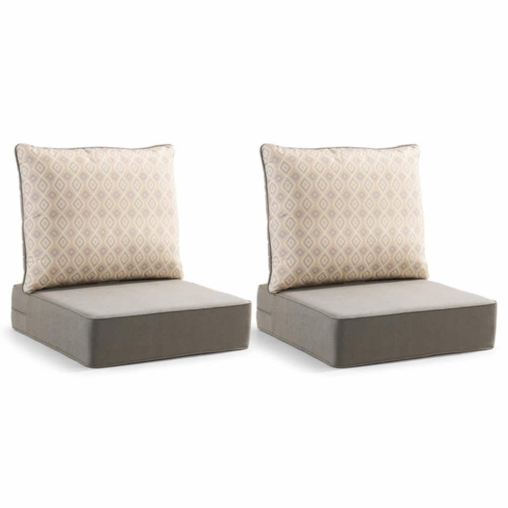 Duraolex 22in. W x 24in. D x 6in. Thick 4-Piece Deep Seating Outdoor Lounge Chair Olefin Cushion, Gray/Diamond Geo price history on PriceWatchPro