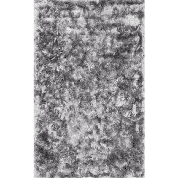 nuLOOM Latonia Silken Shag Silver 6 ft. x 9 ft. Area Rug
