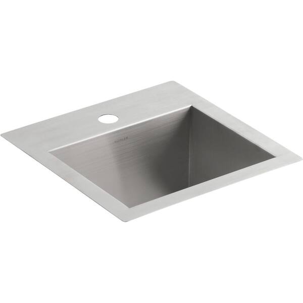 KOHLER Lyric 18 Gauge Stainless Steel 15 in. 1-Hole Dual Mount Bar Sink with Simplice Faucet
