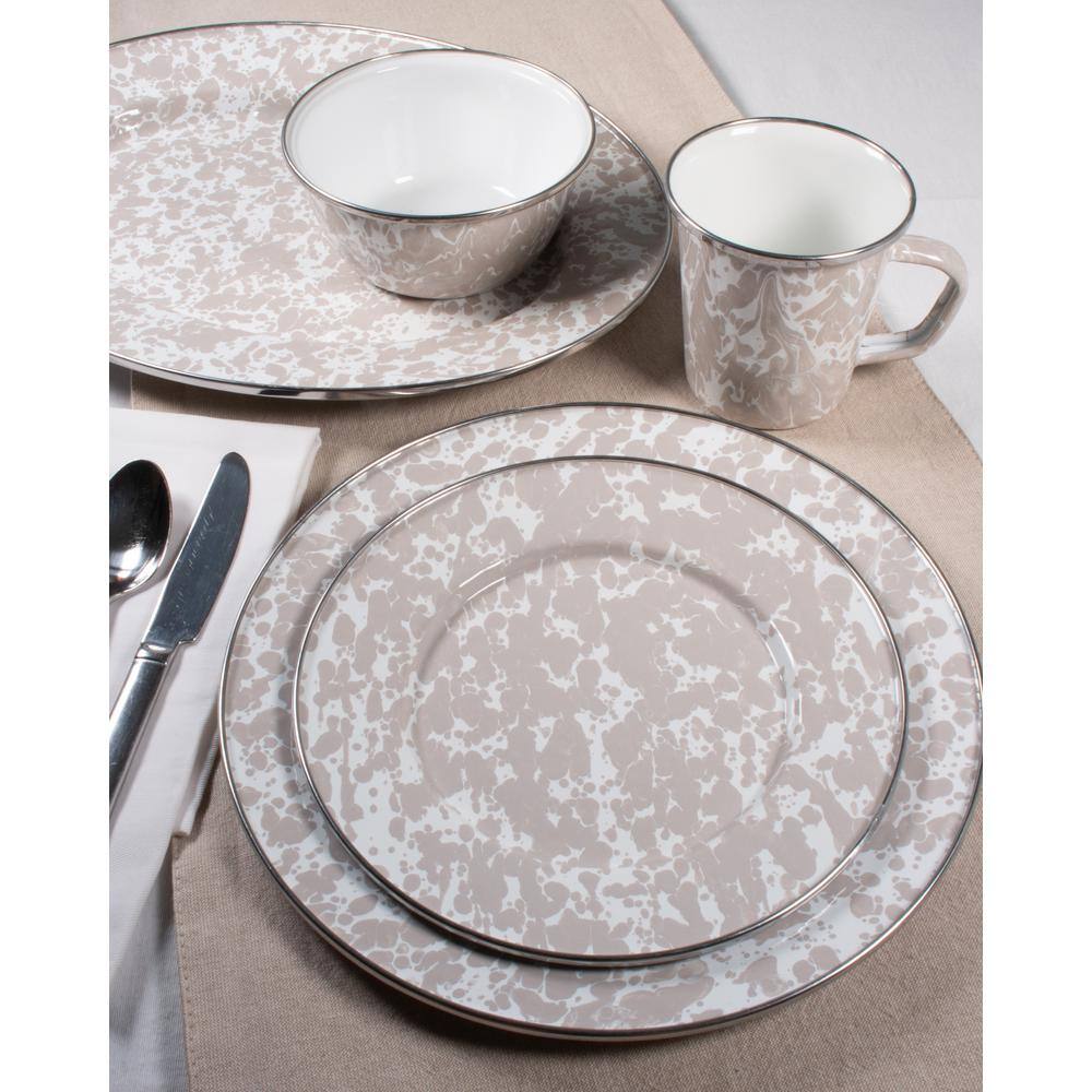 Taupe Swirl Ceramic Nesting Bowls with Lids
