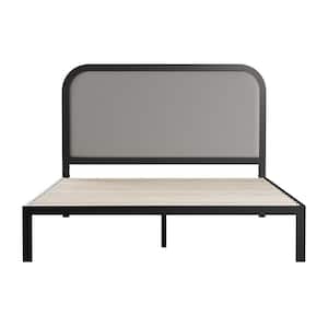 Molly 60 in. W Stone Queen Metal Frame with Rounded Upholstered Platform Bed