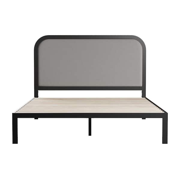 Brookside Molly 60 in. W Stone Queen Metal Frame with Rounded Upholstered Platform Bed