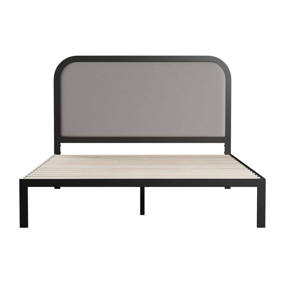 Molly 39 in. W Stone Twin Metal Frame with Rounded Upholstered Platform Bed