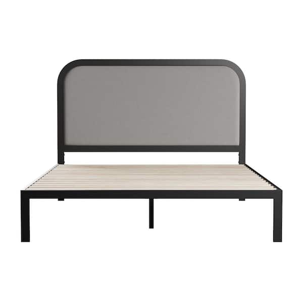 Brookside Molly 39 in. W Stone Twin Metal Frame with Rounded Upholstered Platform Bed