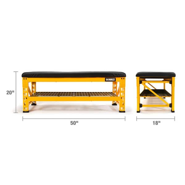 20 in. H x 50 in. W x 18 in. D Garage Bench with Wire Grid Storage Shelf