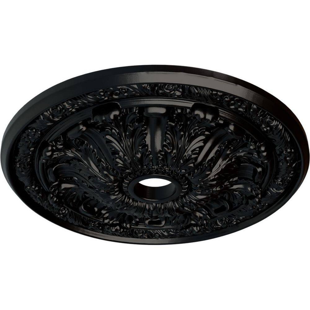 Jet Black Hand-Painted Polyurethane Ceiling Medallion