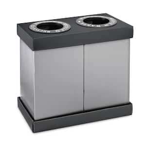 112 Gal. Black Corrugated Plastic 2-Stream Trash and Indoor Recycling Bin (2-Pack)