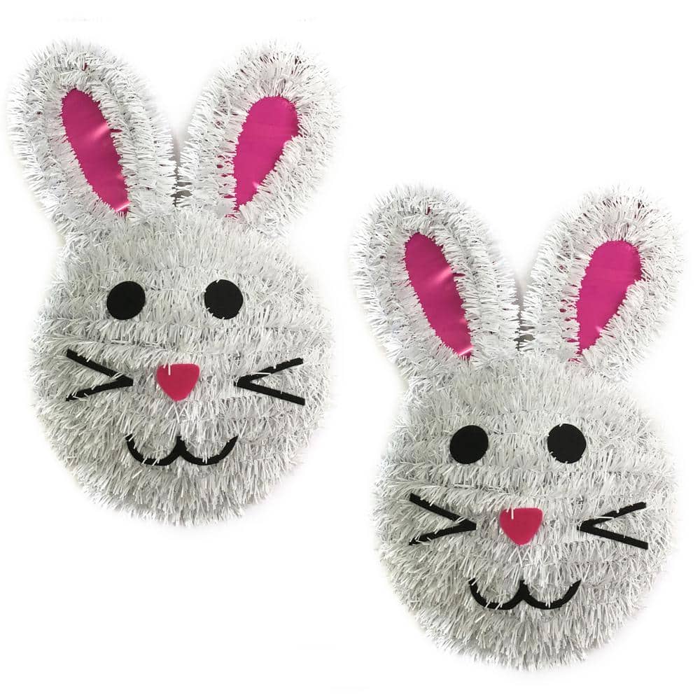 9 in. Easter White Bunny Tinsel Frame