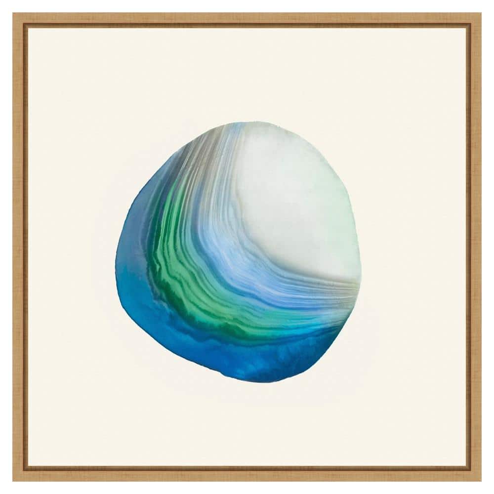 Metamorphism III Blue and Green Abstract Canvas Print with Maple Frame