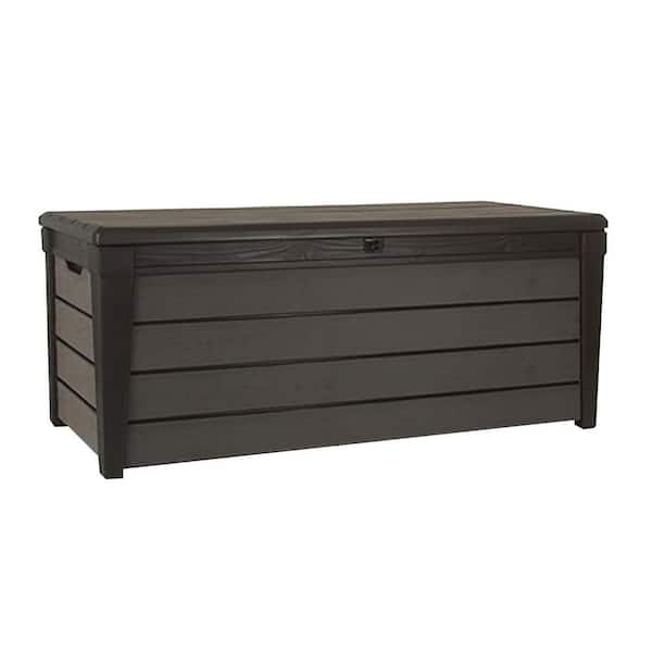 Brushwood 120 Gal. Large Durable Resin Plastic Deck Box Outdoor Storage for Patio Lawn and Garden, Brown