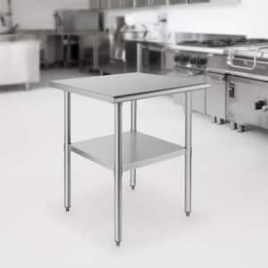 30 x 30 in. Stainless Steel Kitchen Utility Table with Bottom Shelf