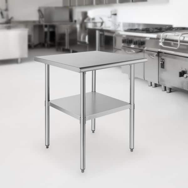 GRIDMANN 30 x 30 in. Stainless Steel Kitchen Utility Table with Bottom Shelf