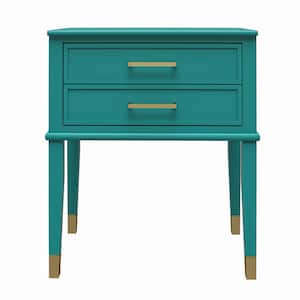 Westerleigh 23.6 in. Emerald Rectangle End Table with Drawer