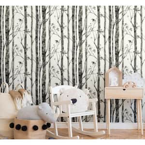 White and Grey Birch Trees Peel and Stick Wallpaper (Covers 28.18 sq. ft.)