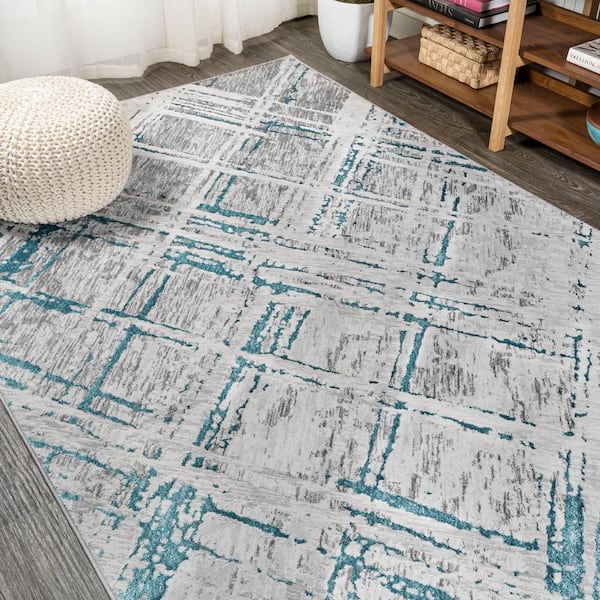 Modern Abstract Rug Living Room Kitchen Bedroom Mats Carpets Turquoise Grey Rugs 