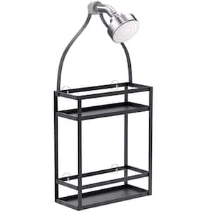 Shower Caddy Organizer, Mounting Over Shower Head Or Door, Extra Wide Space with Hooks for Razorsand in Black
