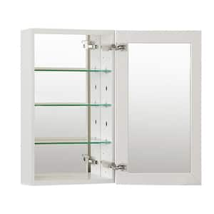 15 in. W x 24 in. H Rectangular White Aluminum Recessed/Surface Mount Medicine Cabinet with Mirror