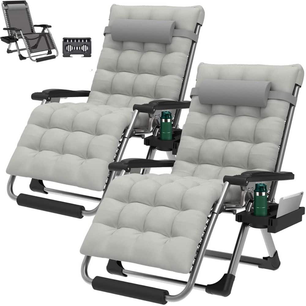 2 Piece 29 in. XL Zero Gravity Chair 500 lbs., Folding Reclining Patio Lounge Chair with Cushion, Steel Frame price history on PriceWatchPro