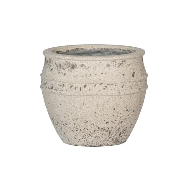 11 in W Athena S Fiberstone Mediterranean Planter Indoor/Outdoor, Chalk White