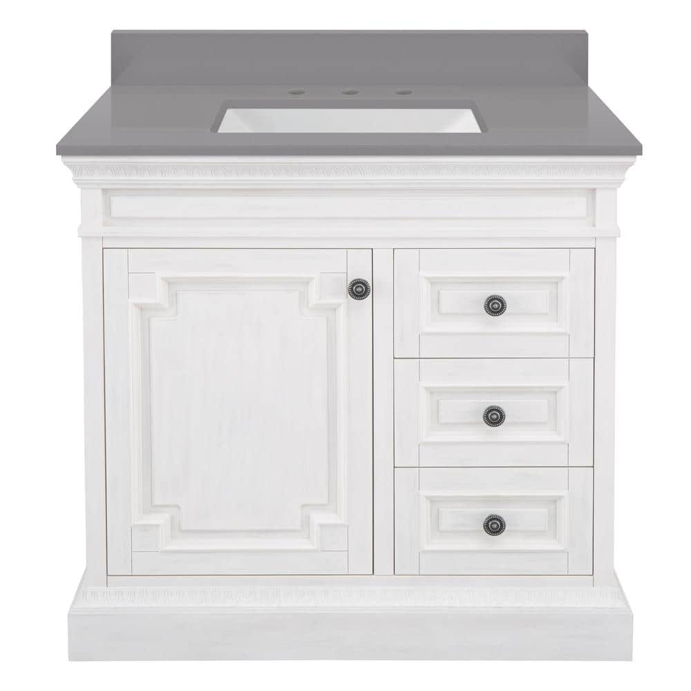 Home Decorators Collection Cailla 37 In W X 22 In D Bath Vanity In White Wash With Engineered Marble Vanity Top In Slate Grey With White Sink Ckwv3622d Slg The Home Depot