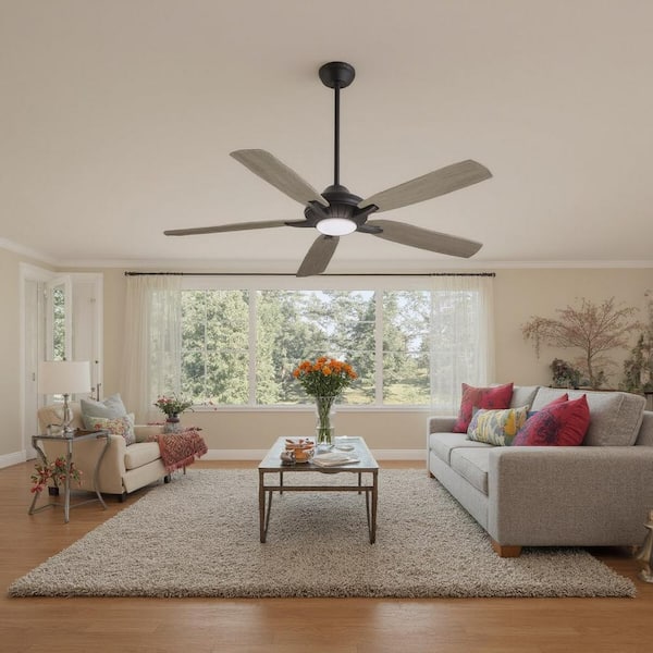 Dyno XL 60 in. Integrated LED Indoor Coal Smart Ceiling Fan with Light and Remote Control