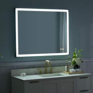 40 in. W x 32 in. H Rectangular Heavy Duty Framed Wall Mount LED Bathroom Vanity Mirror with Light, Anti-Fog, Plug,Black