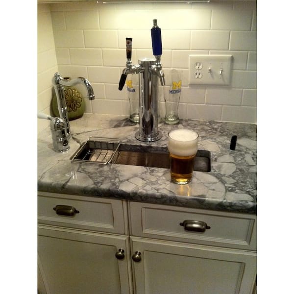 Undermount Stainless Steel Rectangular 42 in. x 8-1/2 in. x 6 in. Bar Island Single Bowl Kitchen Sink