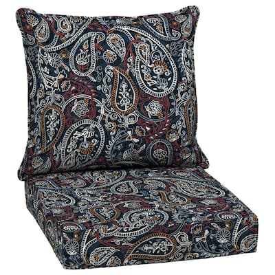 Paisley Blue Outdoor Cushions, Blue Paisley Outdoor Chair Cushions