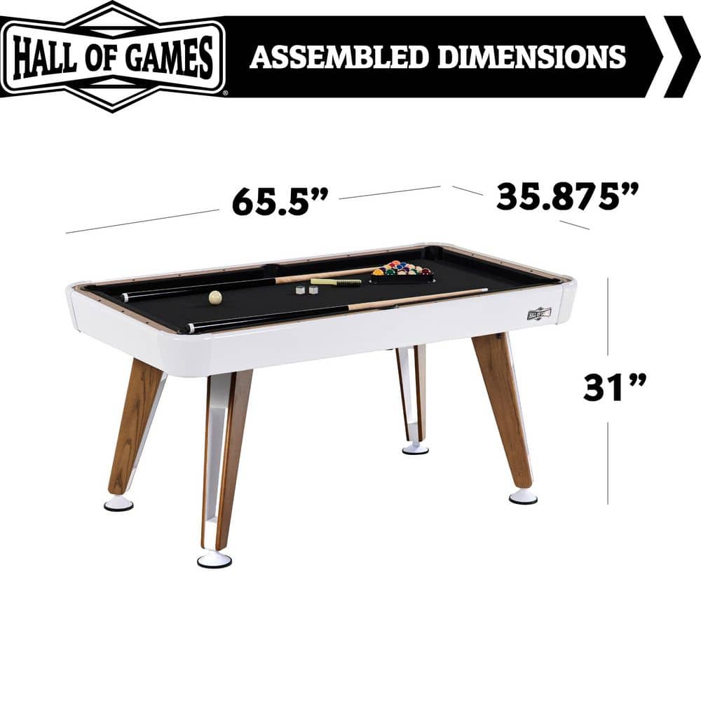Apex 66" White and Oak Wood Modern Billiard Table