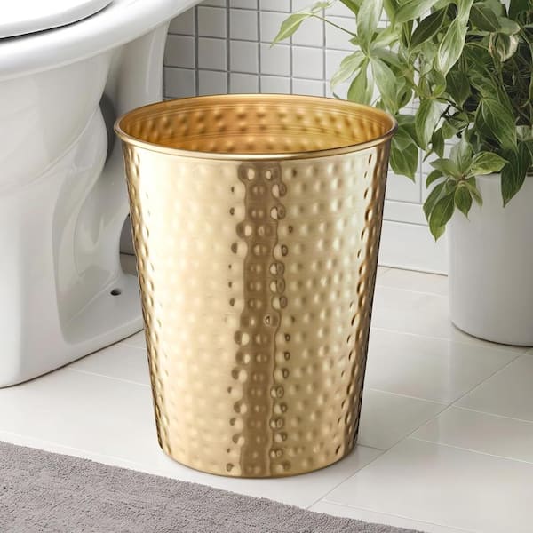 1.8 Gallon Cylindrical Metal Trash Can,Brushed Gold YAW188 - The