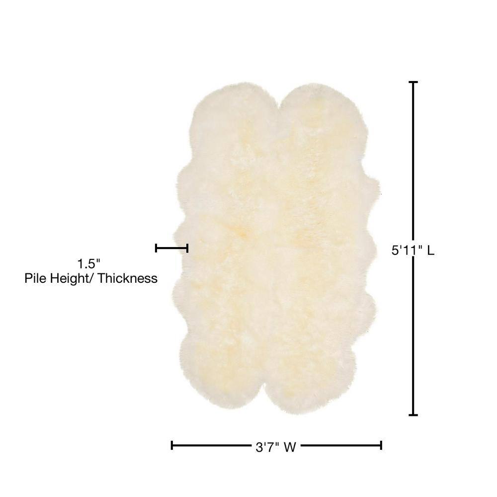 Handmade Ivory Sheepskin Shag Rug 4' x 6'