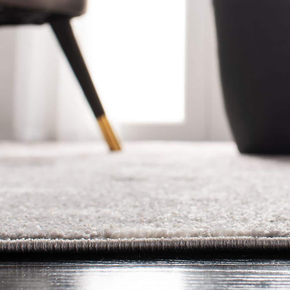 Light Grey and Purple Floral Synthetic Runner Rug